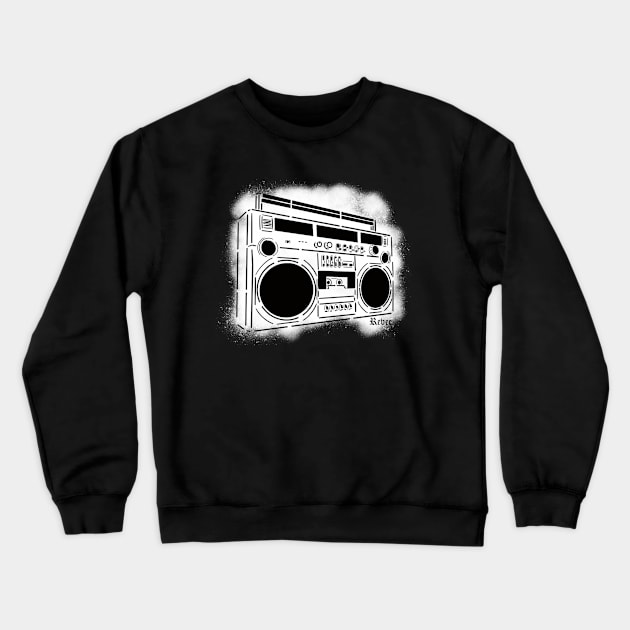 Boombox Stencil Crewneck Sweatshirt by RevArt